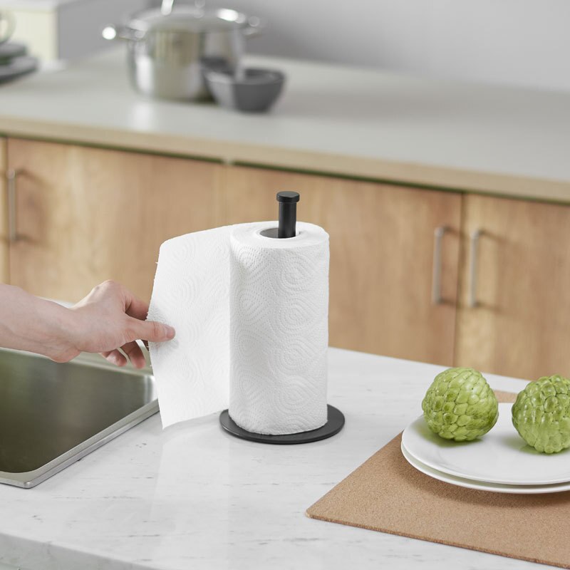 Desktop Rack Tissue Paper Holder Kitchen Roll Stainless Steel Storage Organizer Shelf Black Home Toilet Desktop Paper Holder