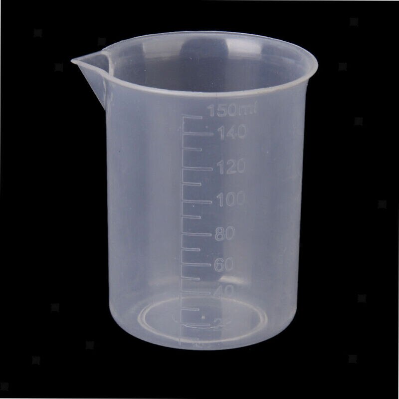 50/100/150/250/500ml Transparent Kitchen Laboratory Plastic Graduated Volumetric Beaker Container Measuring Cup Tool: 150ml