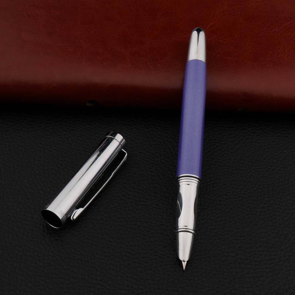 Luxe 127 metalen vulpen roestvrij staal bocht financiën extra fijn briefpapier kantoor schoolbenodigdheden schrijven: Paars / Gebogen penpunt
