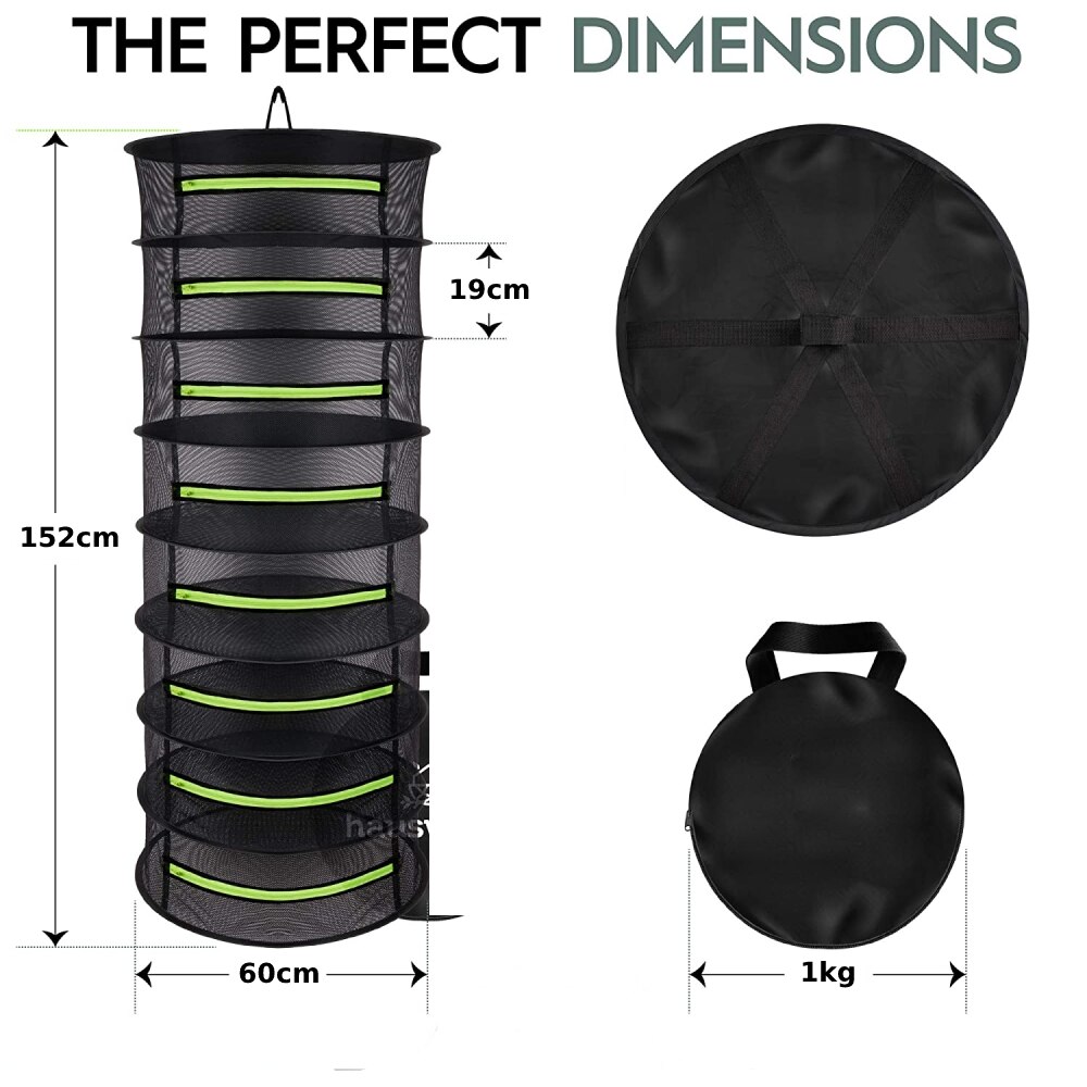 2/4/6/8 Layers Foldable Fabric Herb Drying Rack Hanging Harvest Basket Plant Dryer Net with Green Zipper Garden Pruning Shears