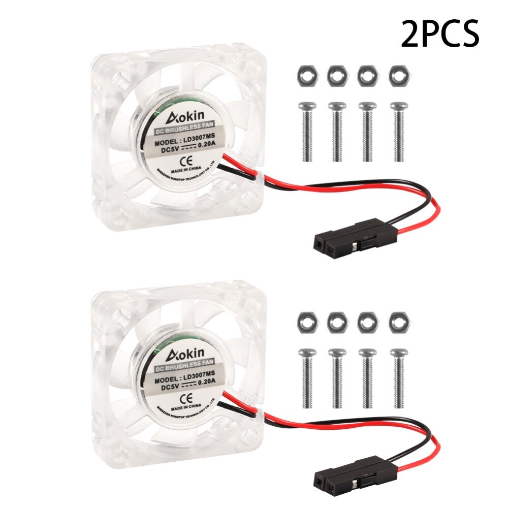 Dla Malina Liczba Pi 4 wentylator przezroczysty Malina Liczba Pi wentylator DC bezszczotkowy CPU cichy wentylator 30x30mm wentylator chłodzący chłodnica samochodowa 3 robić 5.8V: Srebrny