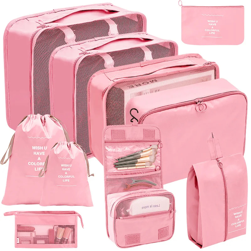 7/8/9/10 Pcs Set Reise Veranstalter Lagerung Taschen Koffer Verpackung Würfel Set Fällen Tragbare Gepäck Kleidung Schuh ordentlich Beutel Falten