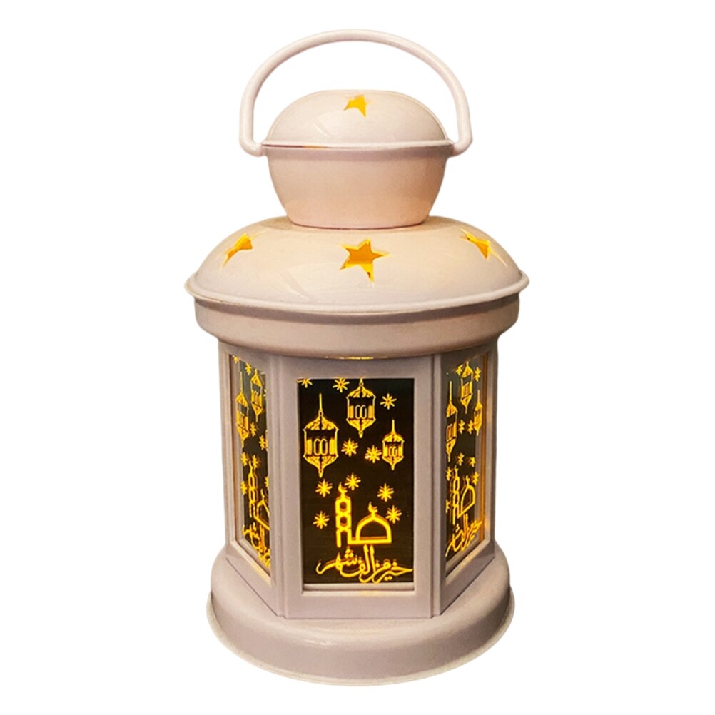 Led Lantaarn Lichten Eid Mubarak Ornamenten Ramadan Sfeer Lamp Eid Ramadan Home Party Decoratie Plastic Lantaarn Decoratie: WhiteZYFD-20A
