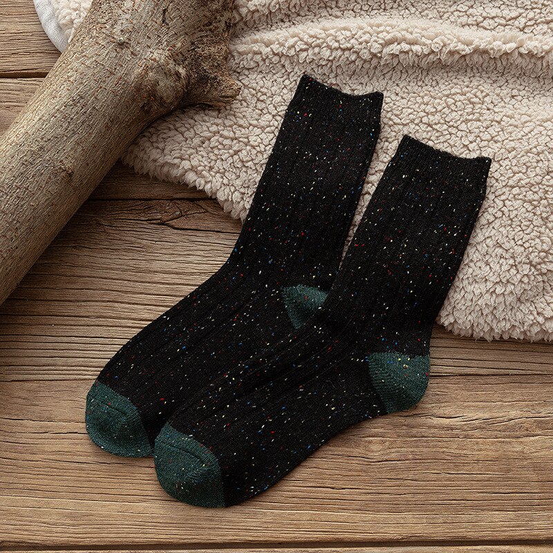 Calcetines de para hombre , nuevos calcetines de Otoño Invierno, calcetines largos transpirables de algodón para negocios, calcetines cortos elásticos para hombre, 1 par: Black