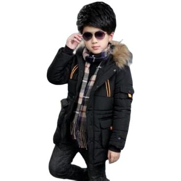 Chaquetas de invierno para niños, Parkas de plumón para niños de 5 a 15 años, abrigos con capucha, prendas de vestir de invierno con Cuello de piel