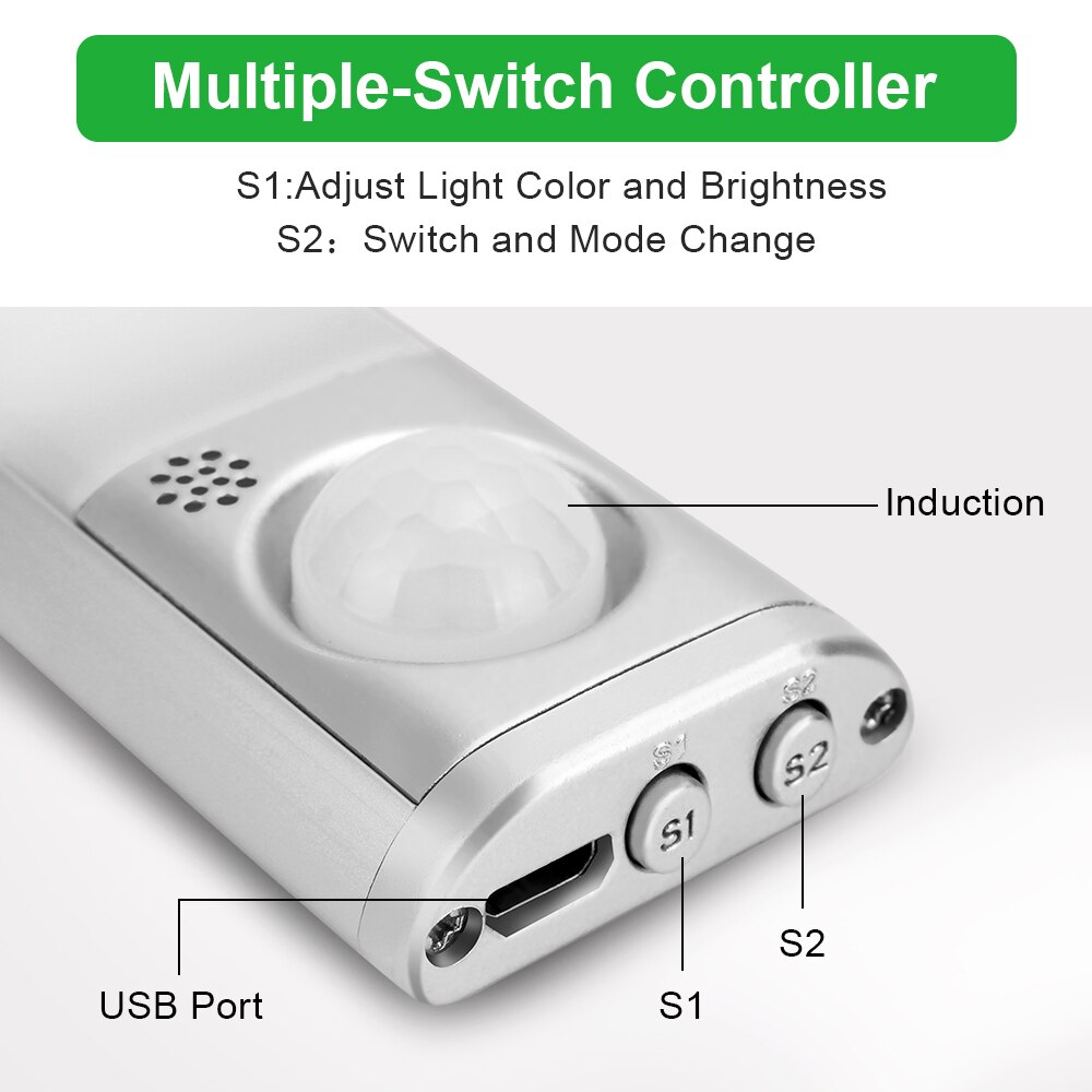 KeWL-luces LED con Sensor de movimiento PIR, lámpara de noche de armario para cocina, dormitorio, armario, retroiluminación, 160
