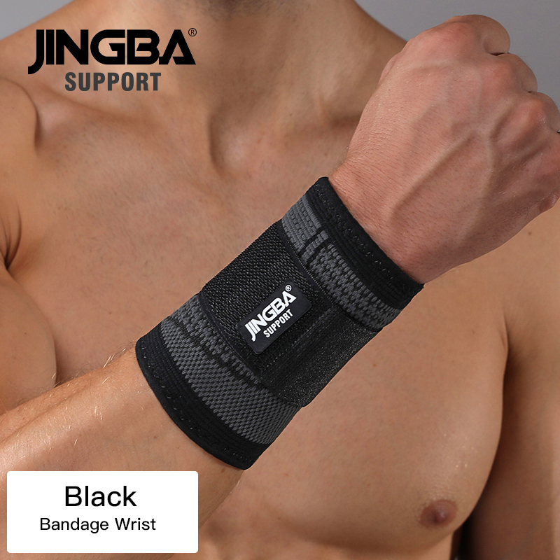 JINGBA UNTERSTÜTZUNG Neue 1PCS Nylon knie protector + armband Unterstützung + knöchel unterstützung + basketball knie pads Tennis badminton Klammer: Black Bandage Wrist