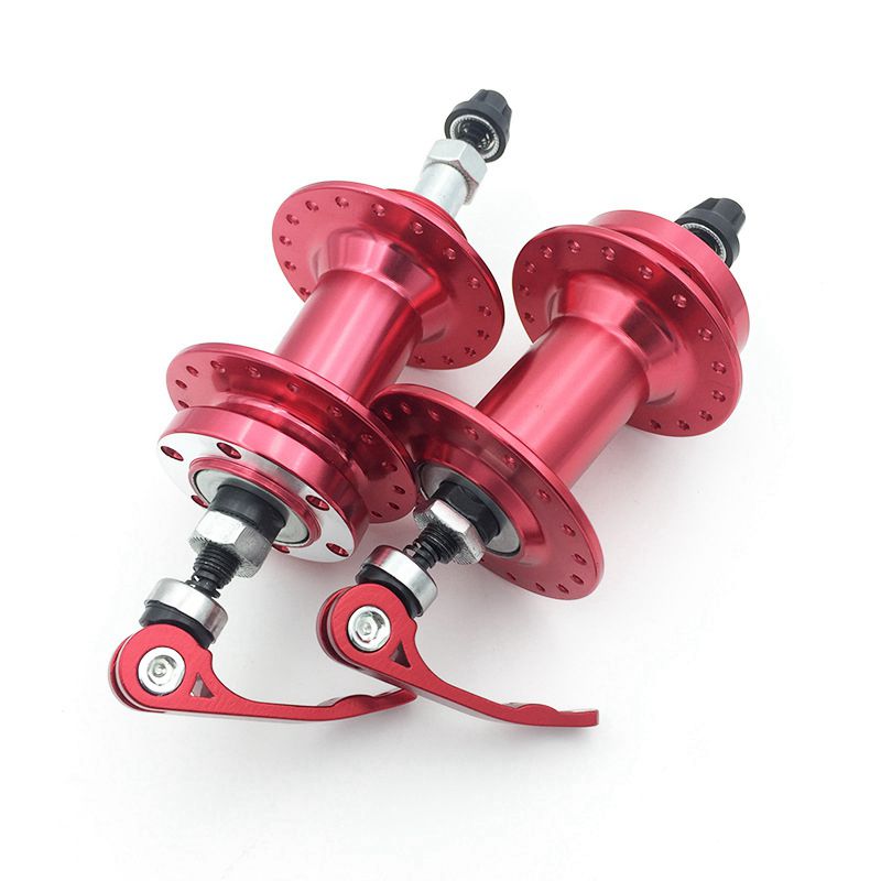 MTB Bike Disc Brake Rear & Front Hubs 36H holes Axle Casette Bearing Hub set Compatible with 5 / 6 / 7 / 8S rotary freewheel red