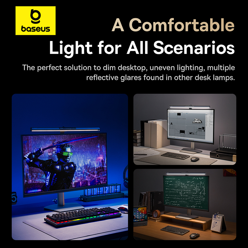 【Neuer 】Baseus Magnetische Computer-Bildschirmleuchte, Schreibtischlampe, Laptop, zum Aufhängen, USB-Licht, Tischlampe, LED-Monitor-Licht, Leselicht