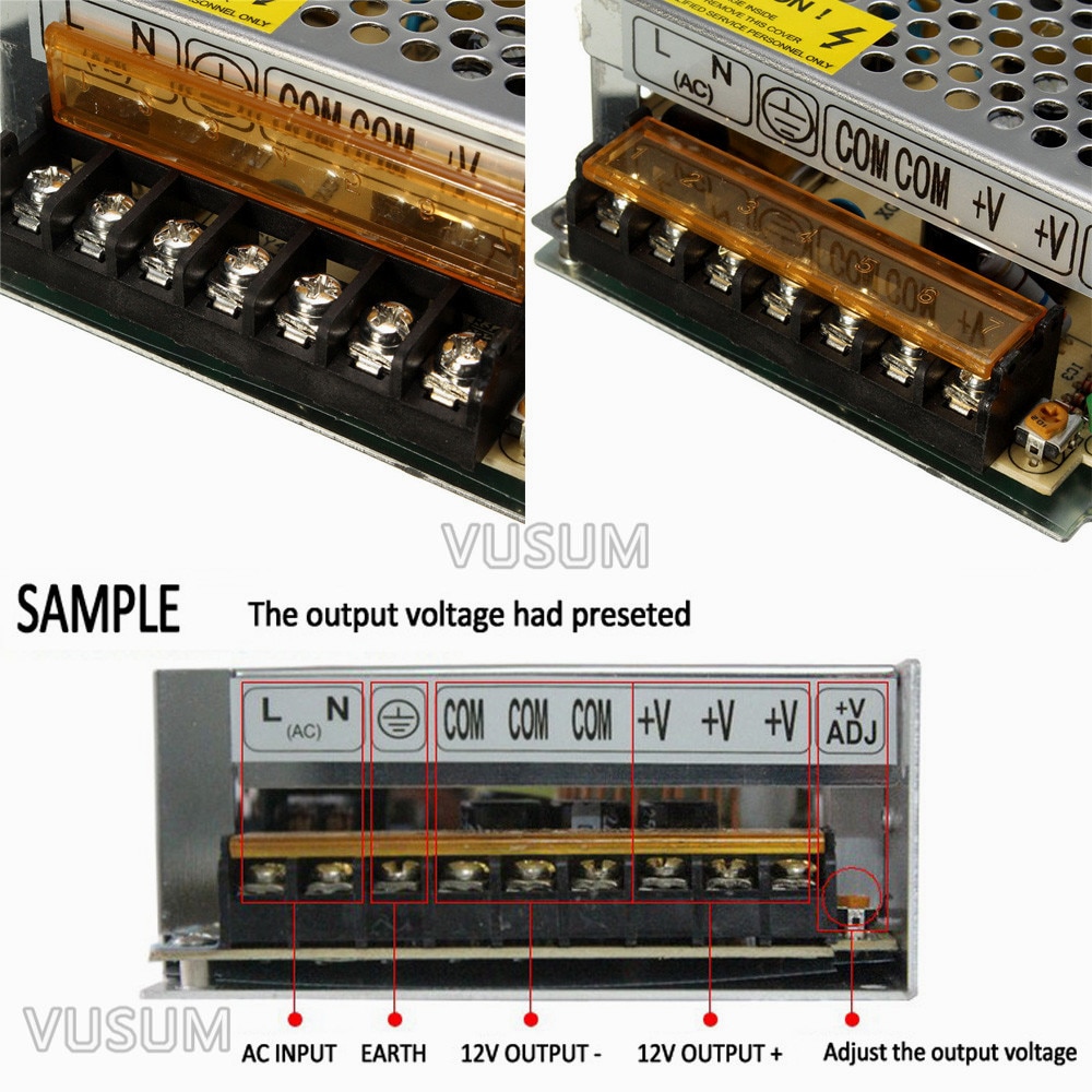 Fonte de alimentação led vusum, transformador de fonte de alimentação 5v 110v ac para dc 5v 2a driver 6a 10a 20a 30a 40a 50a 60a 72a