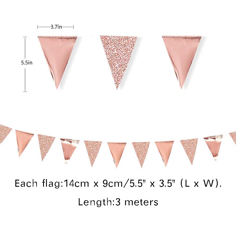 3M Rose Red Burgundy Paper Banner Glitter Paper Garlands Champagne Flag for Wedding Bridal Shower Bachelorette Party Decorations: Rose Gold