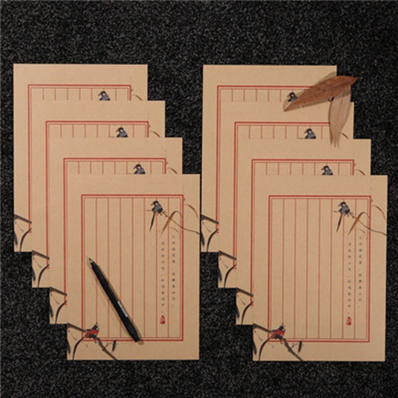 Papier d'écriture Vintage en papier Kraft 8 feuilles/ensemble | Carte de Message Style rétro pour Invitations fêtes nouvel an noël voeux: 9