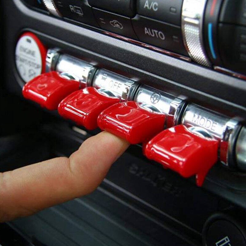 4 st bil interiör center röd kontroll navigering gps knapp knopp lock trim dekoration lock för ford mustang