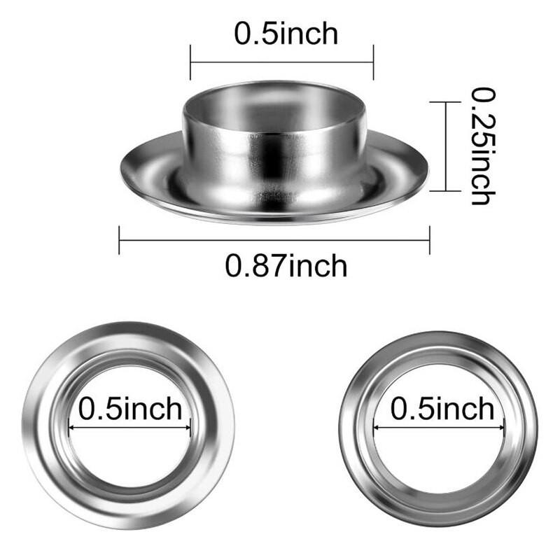 Grommet Tool Kit, Grommet Setting Tool 100 Sets Grommets Eyelets (1/2 Inch Diameter) Eyelets and Eyelet Punch Die Tool