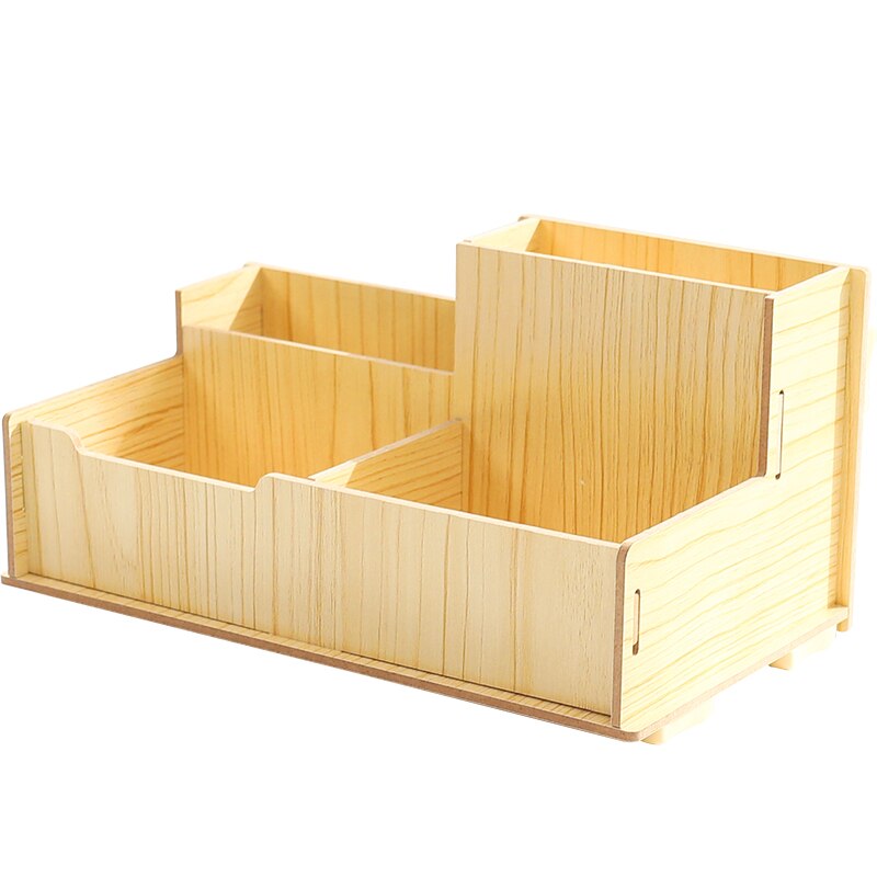 wood pen holder Office sundry sorting box table top cosmetic storage container stationery: Default Title
