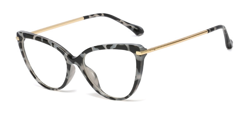 45963 Plastic Titanium Cat Eye Retro Brilmonturen Mannen Vrouwen Optische Mode Computer Bril: C2 leopard