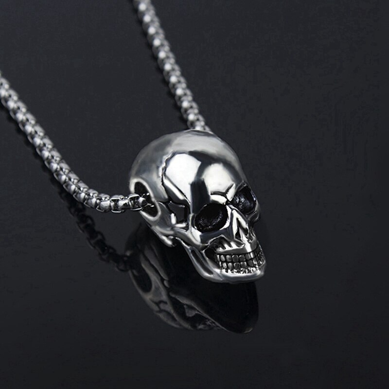 Punk Trendy Schedel Mannen Ketting Rvs Lange Ketting Kettingen Voor Mannen Jongens Hip Hop Halloween Sieraden Vriendje