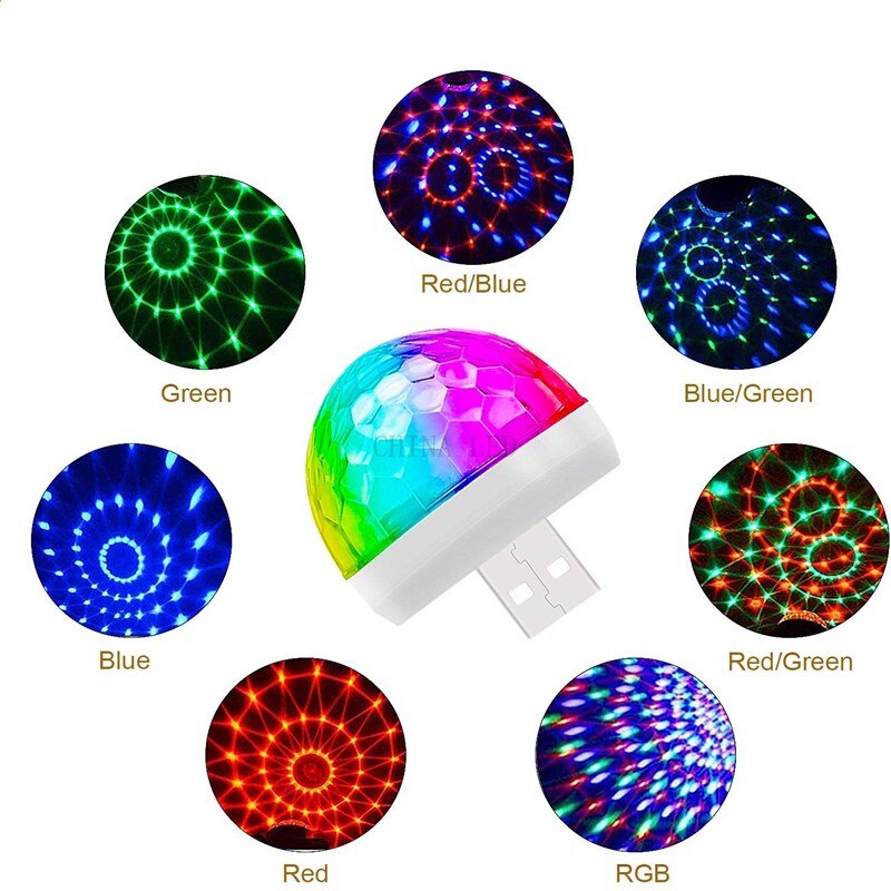 USB Ambient Light DJ RGB Mini Colorful Music Sound Led Apple USB Interface Party Atmosphere Interior Dome Trunk Lamp