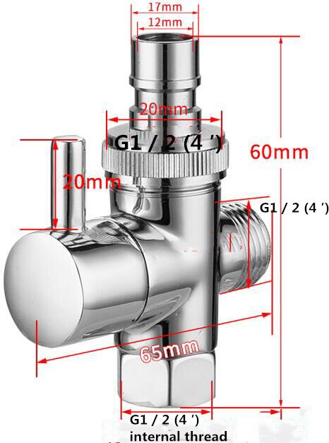 4′/6′ Brass One-in Two-out Three-way Water Divider, Quick Sprinkler Fittings Joint Shower Tap Water Diversion Valve Angle Valve: C