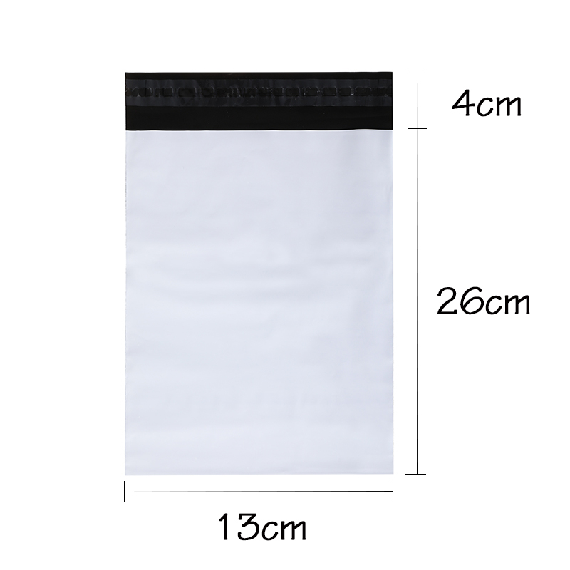 100Pcs Samll Courier Bags White Self-seal Adhesive Storage Bags Plastic Poly Envelope Mailer Postal Mailing Bag Customizing logo: 13x30cm
