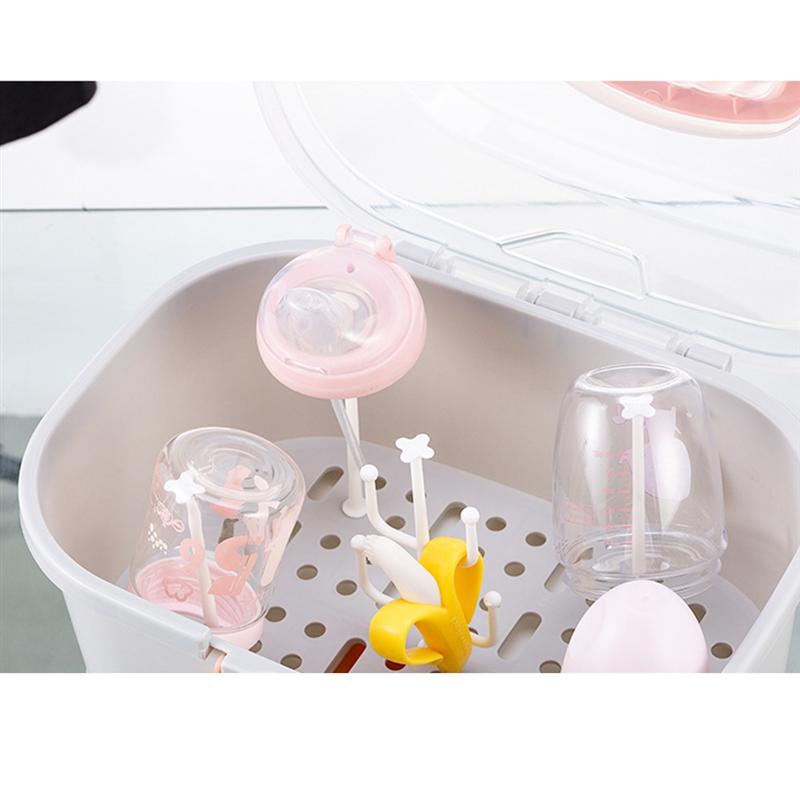 Portable Baby Milk Bottle Storage Box Drying Rack Plastic Tableware Dry Case Dustproof Feeding Storage Cupboards Container