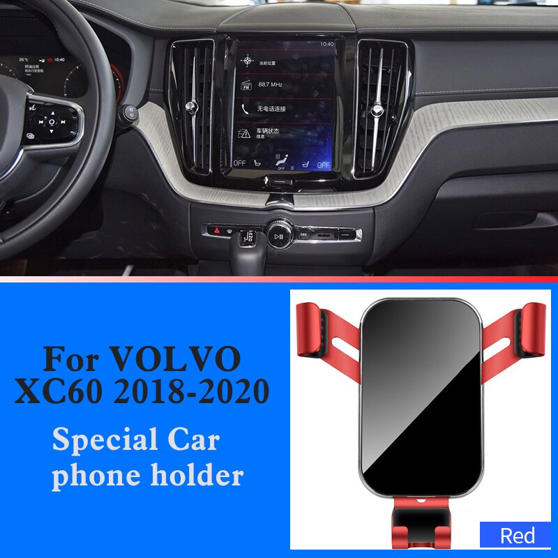 Soporte de teléfono móvil para coche, accesorio Interior de navegación por gravedad, GPS, para VOLVO XC60, XC40, XC90: Red For XC60 18-20