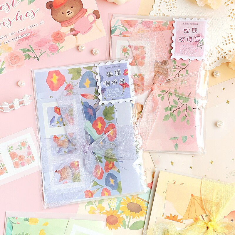 Cute Animals Garden Envelope Letter Paper Set Journal Scrapbooking Material Pack
