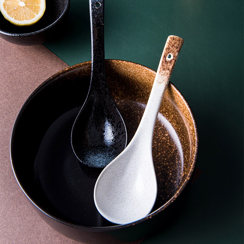 1ps japanske keramiske stor suppe ske lang håndtag anti-skold køkken køkkenredskab ris ske hjem bordservice porcelæn