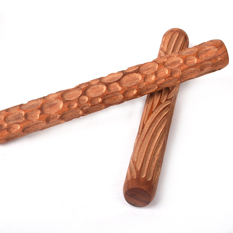1PCS Pottery Tools Wooden Hand Pressure Roller Sculpture Wood Grain Pattern Relief Stick Mud Roller Clay Polymer Mold