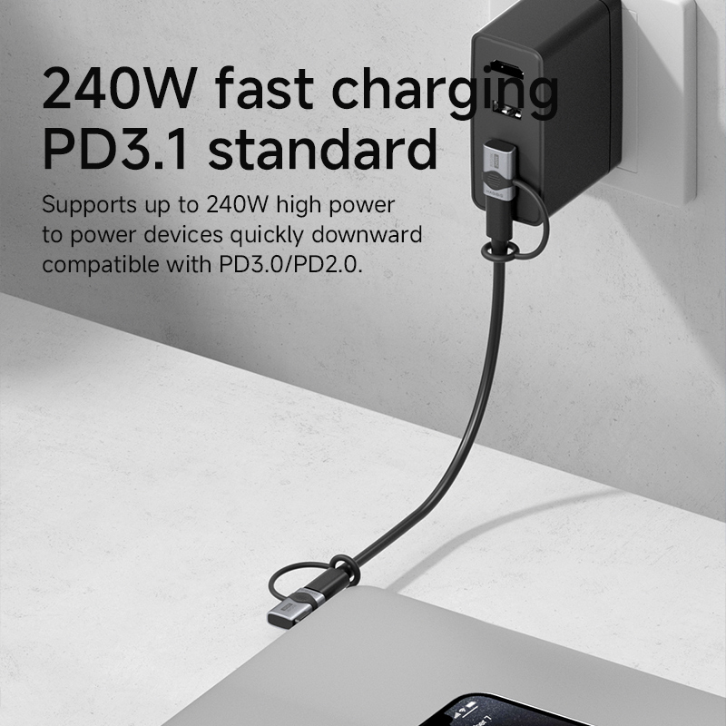 Hagibis-Adaptador USB C a C de 240W con cordón, convertidor de 80Gbps y 90 grados, adaptador USB4 de vídeo 8K para MacBook iPhone 16 Pro Tablet