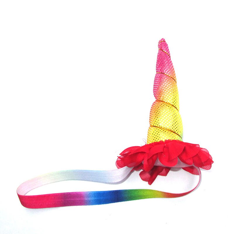 Magical Floral Rainbow Unicorn Horn Head Hats Party Hair Headband Fancy Dress Cosplay Decorative Fairy Party Hats: Sequin Red