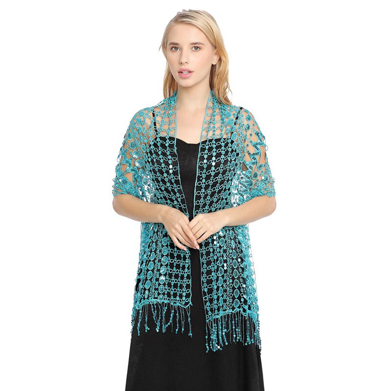 Aftonklänningar sjalar & omslag kvinnor paljetter glitter halsduk bröllop cape brudtärna brudklänning sjal foulard femme dam sjalar: 5