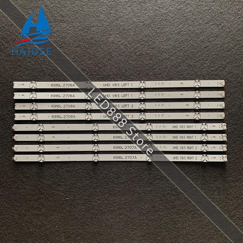 8 PCS/set tira de LED para iluminación trasera para LG 49LJ510M 49LJ58300W 49UH603V 49UH620V 49LW340C 49LW340H 49LF5400 49UH610V 49LH570V 49LH590V