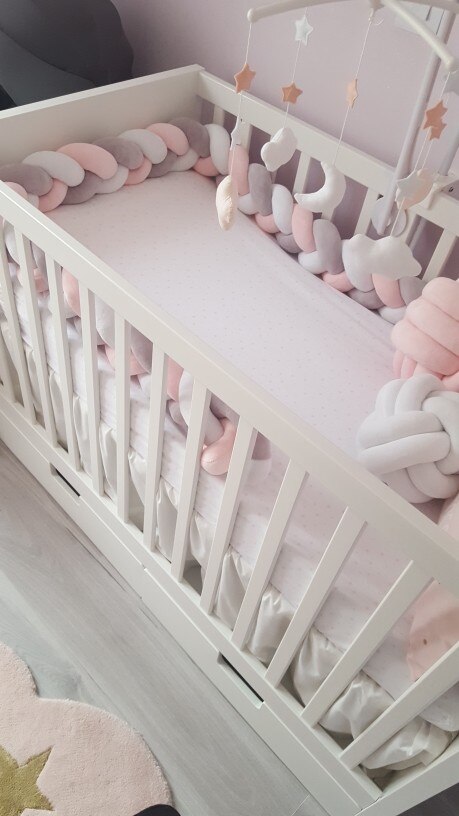 100 Cm Gevlochten Crib Bumpers + Knoop Kussen Kussen, Kwekerij Beddengoed, Cot Kamer Dector