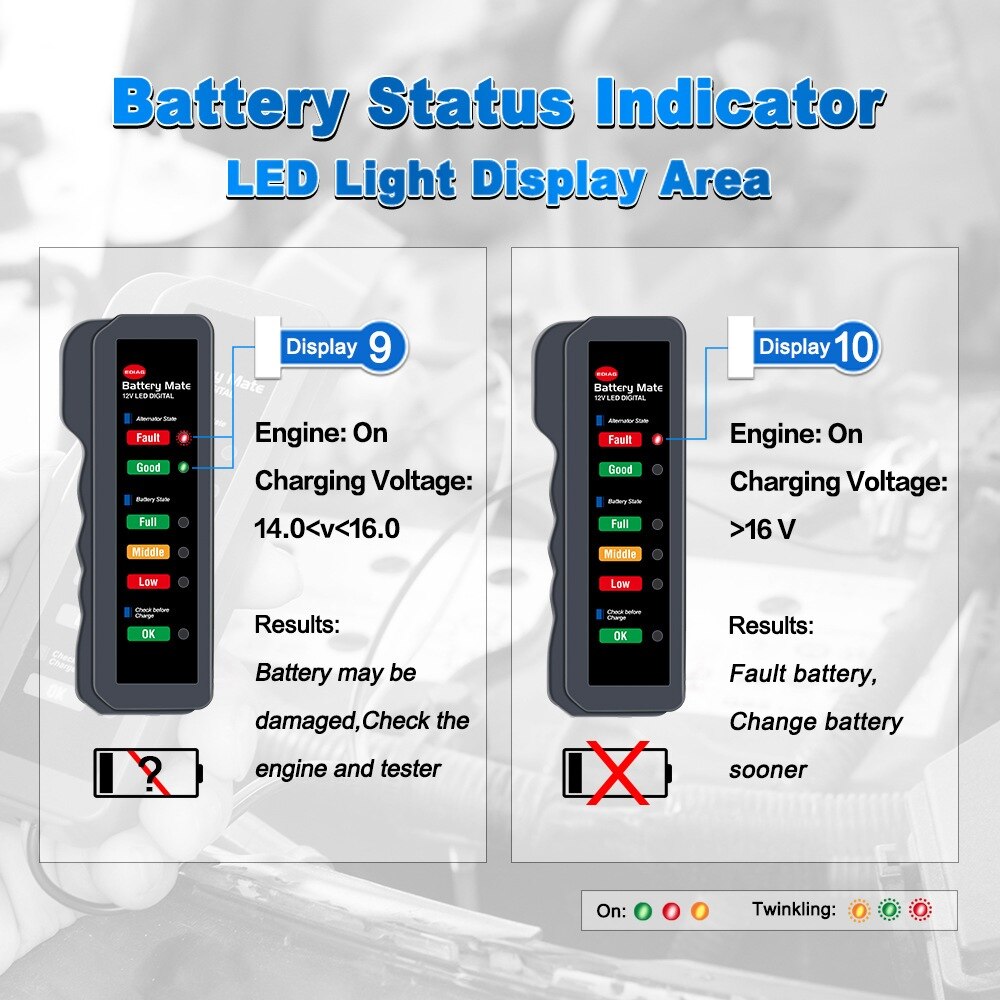 Mini 12V Voertuig Motorfiets Cary Batterys Tester 6 Led Verlichting Display Auto Cary Diagnostische Tol Cary Batterys Dynamo Voor auto &#39;S
