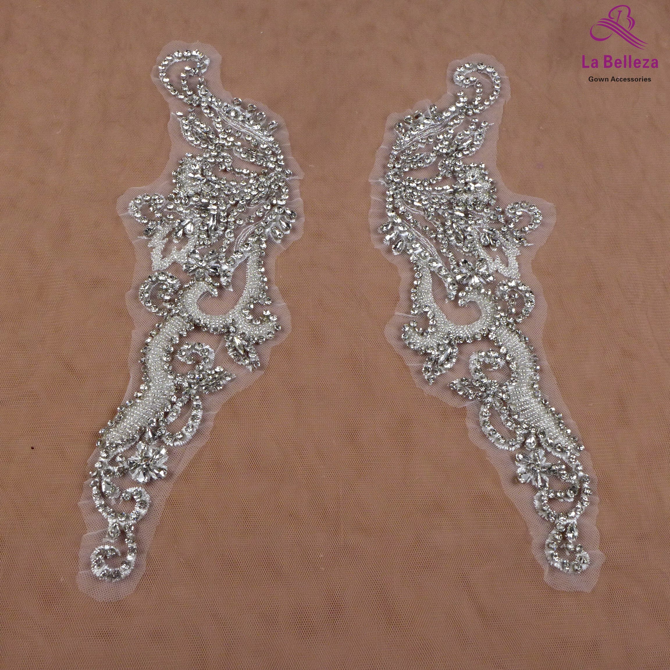 La Belleza Zilver/Off Witte Handgemaakte Kralen Applicaties 37*11 Cm Door Pair