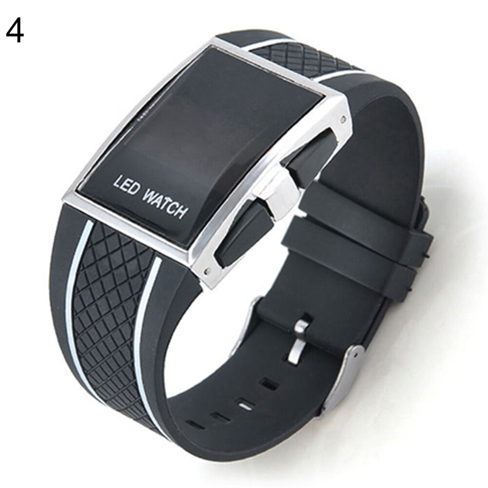 Casual Unisex Square Case LED Digital Display Sports Wrist Watch: Black White