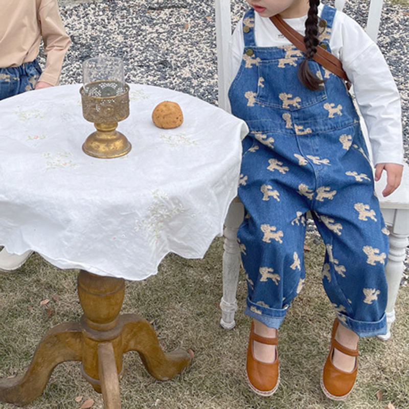 Spring Summer 2022 Kids Clothing Baby Toddler Loose Pants Children Girls Denim Overalls Casual Jeans Children Rompers 2-10Years