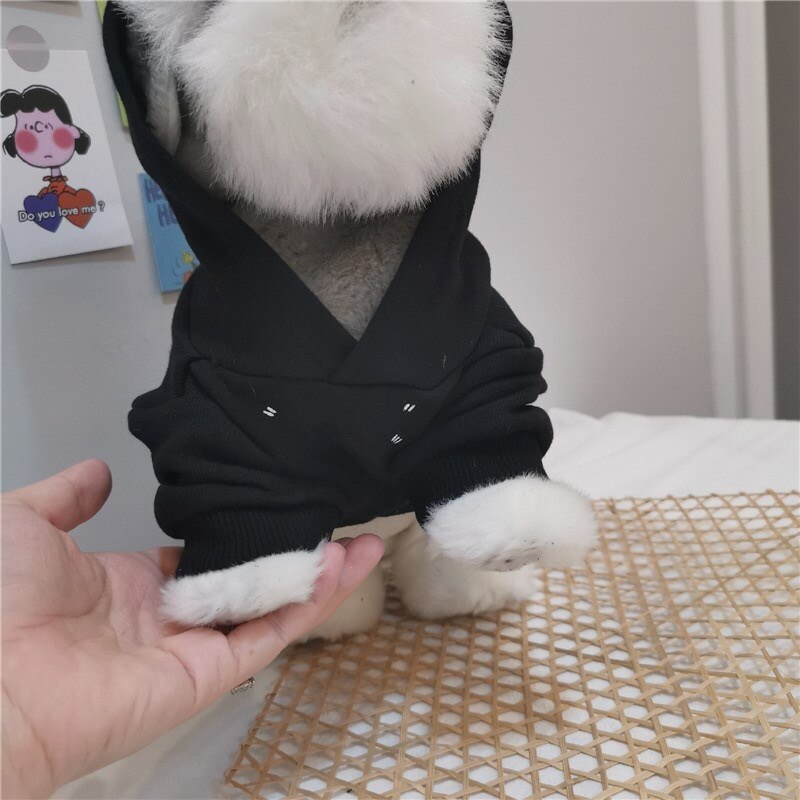 bulldog francese di Moda Felpa con Cappuccio animale domestico Vestiti Del canna di Inverno Caldo per Le Piccole e Medie Cani di Peluche chihuahua carlino Cappotto del Rivestimento Del Maglione LDC21