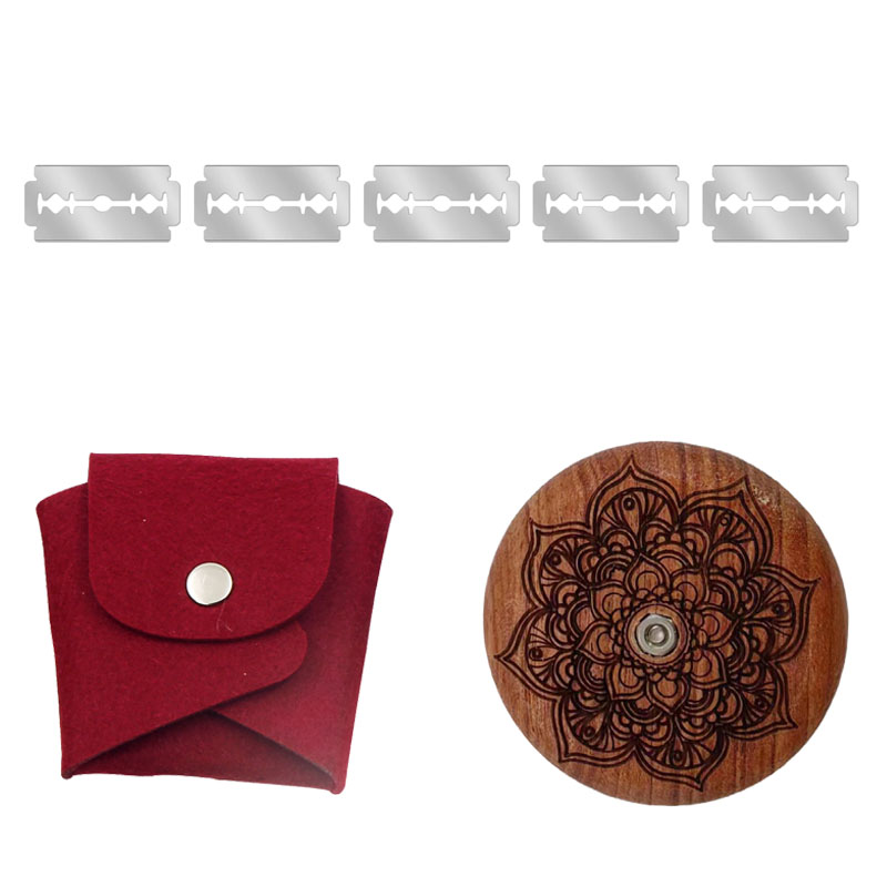 Leipä ontuva taikinaleikkaustyökalut puinen kaavin ranskalainen leipomo ontuva 5 terällä veitsi kaari kaareva viipalointileikkuri leivontatyökalut: Vaaleanpunainen