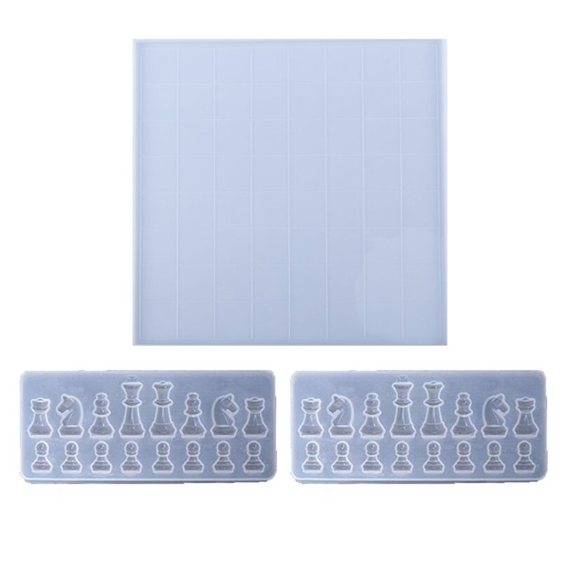 Chess Board Silicone Resin Mold 2Pcs Chess Silicone Mold for Resin Casting Craft