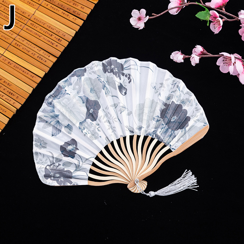 Chinese Classic Folding Fan Hand Held Fan Bamboo Paper Folding Fan Party Wedding Decor Vintage Portable Dance Folding Hand Fans: J