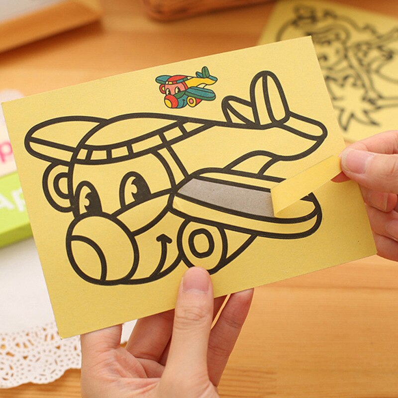 Pintura de arena DIY para niños, 10 Uds., al azar, 8,5x11,4 CM, papeles para pintar, enseñanza jardín de infantes, herramienta de aprendizaje de percepción de Color
