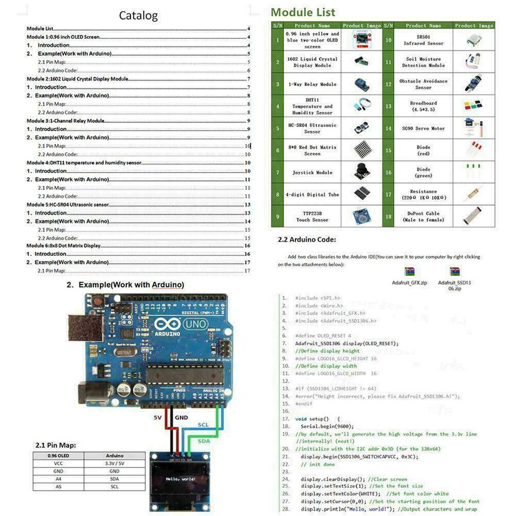 Para duino kit uno r3 nano v3.0 2560 nano kit módulo sensor com 0.96 Polegada oled kit display lcd acessórios