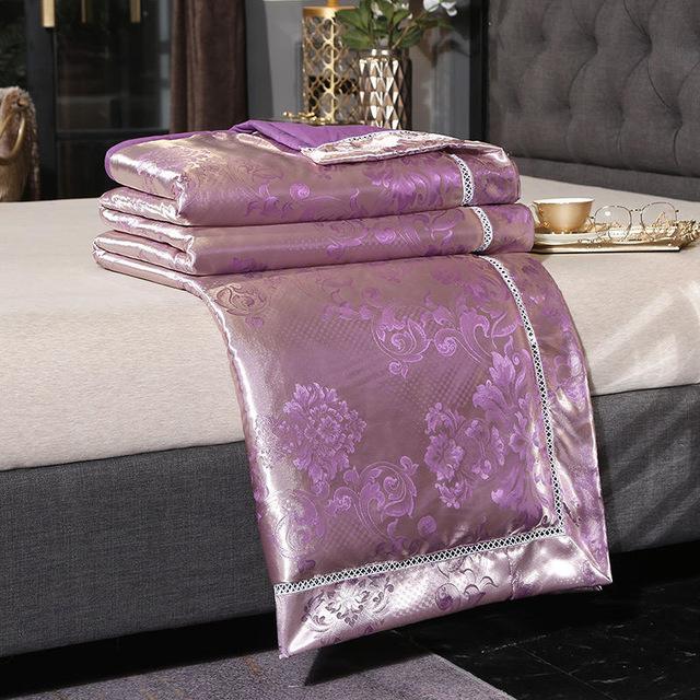 47 bomuldssilke jacquard forårs- og sommerbetrækstæppe luksus silkebløde tæpper fremhæver elegancen af sengen, der dekorerer soveværelset: Farve 2 / 200 x 230cm