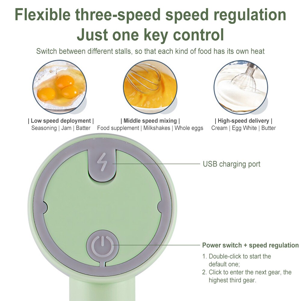 Mezclador de alimentos eléctrico inalámbrico 2 en 1, batidora de alimentos eléctrica de alta potencia, batidora de masa, batidor de huevos, batidora manual para hornear, herramientas de cocina