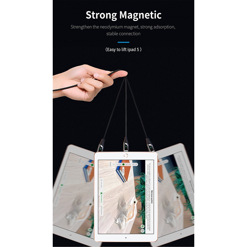 Essager magnetische kabel micro-usb kabel voor samsung oplader magneetkabel usb snellaadkabel -blauw