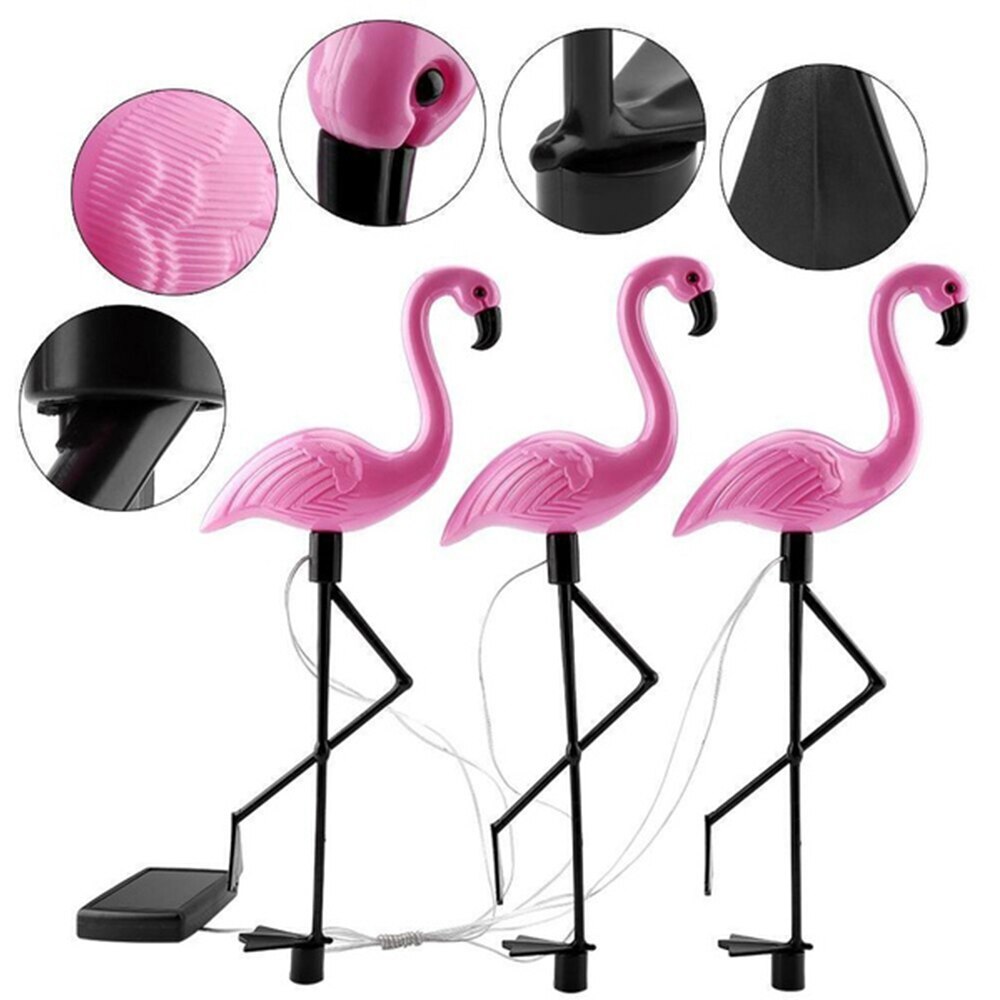 3 kpl led-flamingo vedenpitävä aurinkokennovalo ulkopuutarhan koristelu kevyt puutarhalattia maisemavaloilla