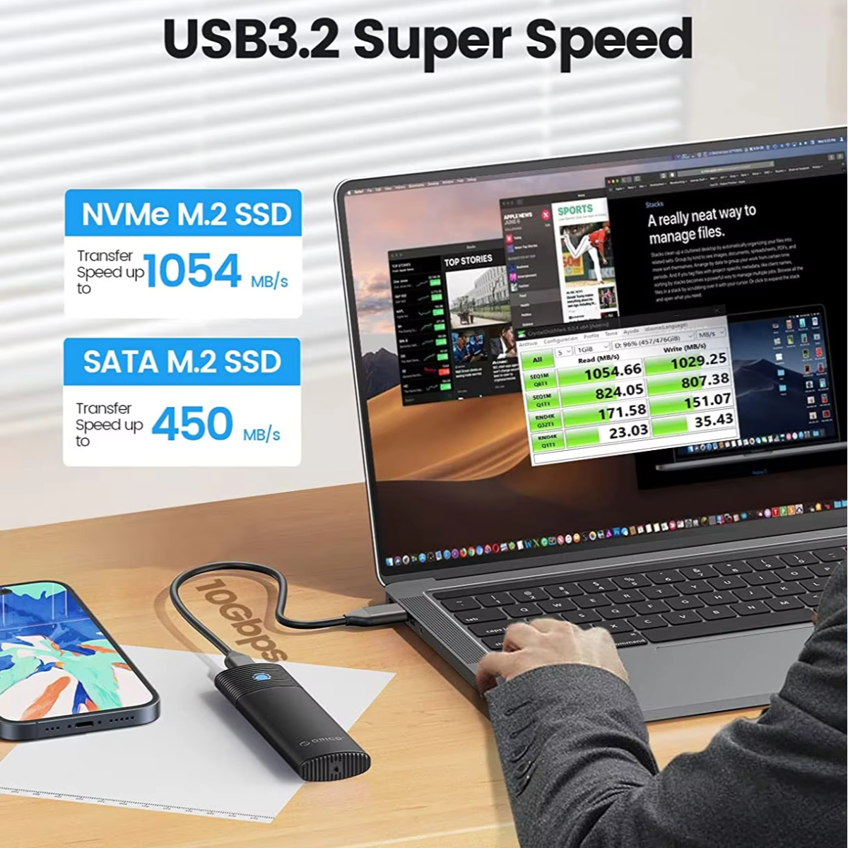 Obudowa Orico M.2 NVMe SSD 10Gbps USB-C 3.2 Gen 2 PCIe M.2 SSD Zewnętrzna