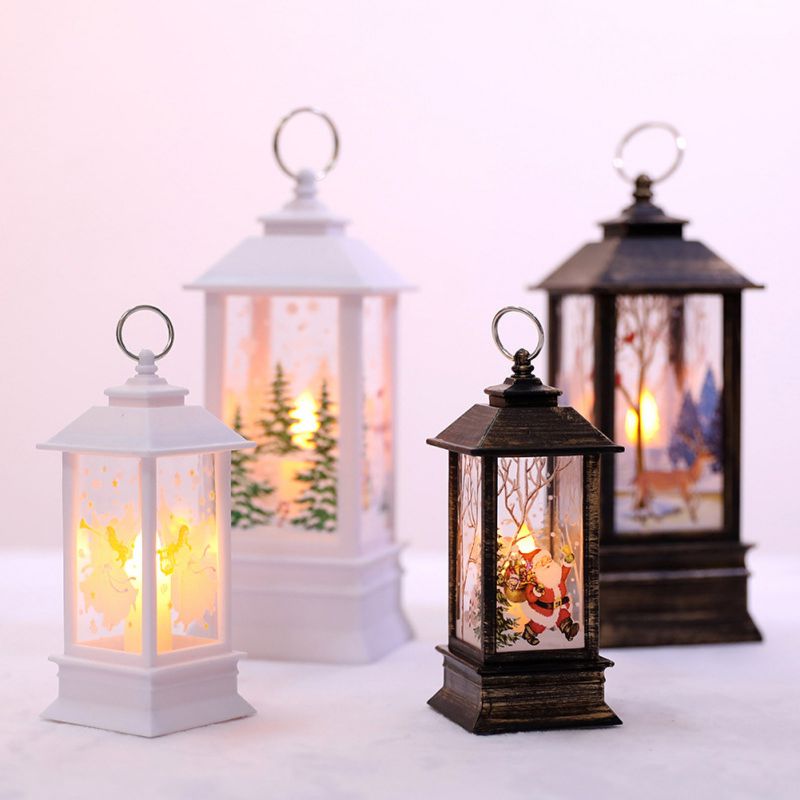 Kerst Mini Lantaarns Led Thee Kaarsen Lamp Kerst Desktop Decoraties voor Thuis Led Light Xmas Boom Kandelaar Decor